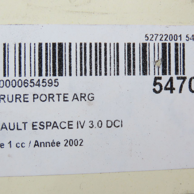 Serrure porte arg occasion RENAULT ESPACE IV Phase 1 09-2002->03-2006 3.0 DCI 8200017958 7