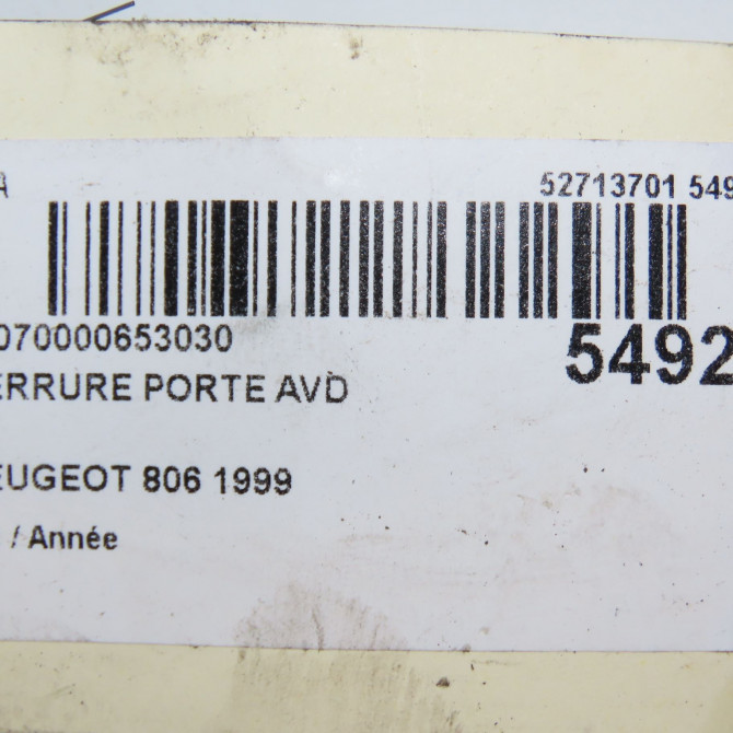 Serrure porte avd occasion PEUGEOT 806 9136E4 6