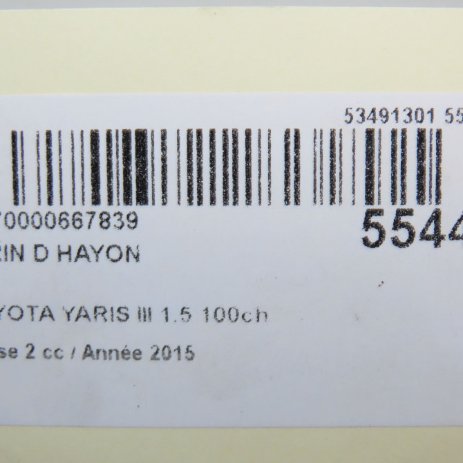 Verin droit hayon occasion TOYOTA YARIS III Phase 2 06-2014->... 1.5 100ch 689500W651 5