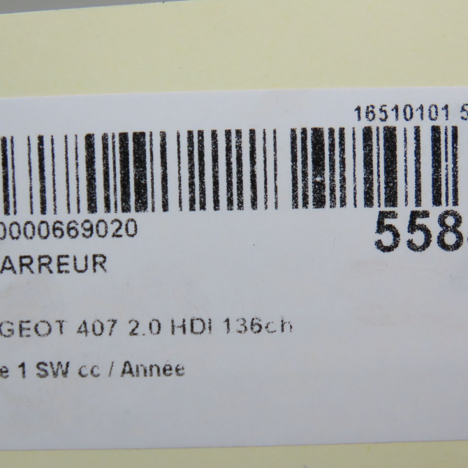 Démarreur occasion PEUGEOT 407 phase 1 SW 07-2004->07-2008 2.0 HDI 136ch 9827007180 7