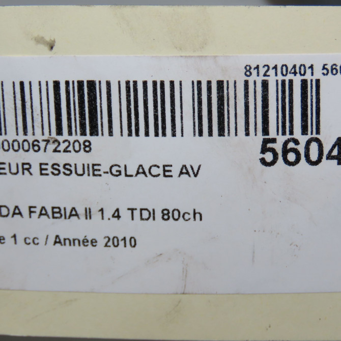 Moteur essuie-glace avant occasion SKODA FABIA II Phase 1 05-2007->03-2010 1.4 TDI 80ch 5J1955023D 7