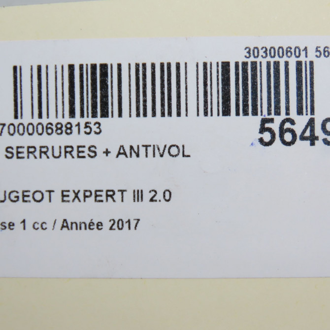 Kit serrures + antivol occasion PEUGEOT EXPERT III phase 1 03-2016->... 2.0 BLUEHDI 120ch 9810982780 7