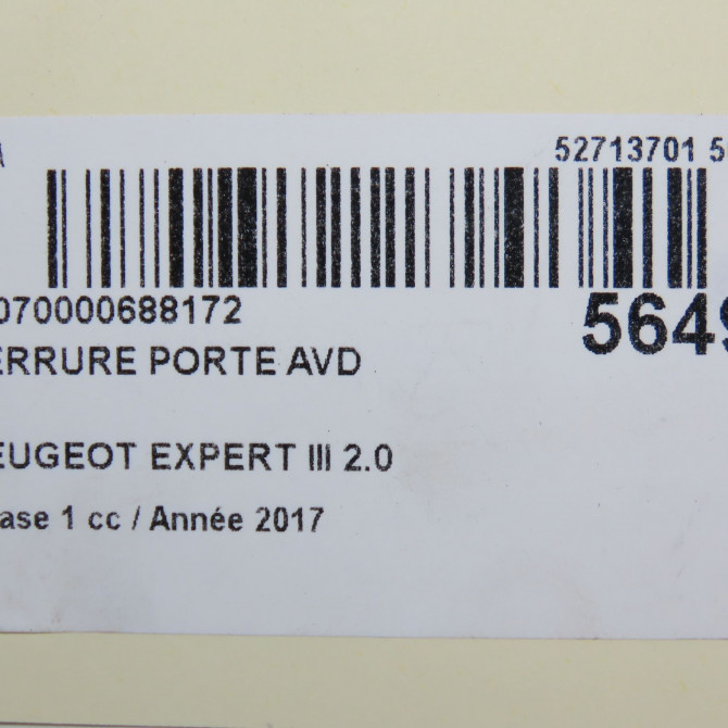 Serrure porte avd occasion PEUGEOT EXPERT III phase 1 03-2016->... 2.0 BLUEHDI 120ch 9808414080 7