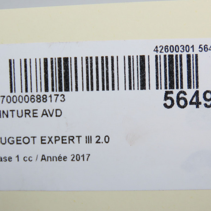 Ceinture avant droite occasion PEUGEOT EXPERT III phase 1 03-2016->... 2.0 BLUEHDI 120ch 98083793XX 6