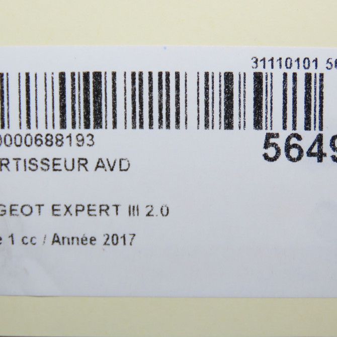 Amortisseur avant droit occasion PEUGEOT EXPERT III phase 1 03-2016->... 2.0 BLUEHDI 120ch 9821596780 6