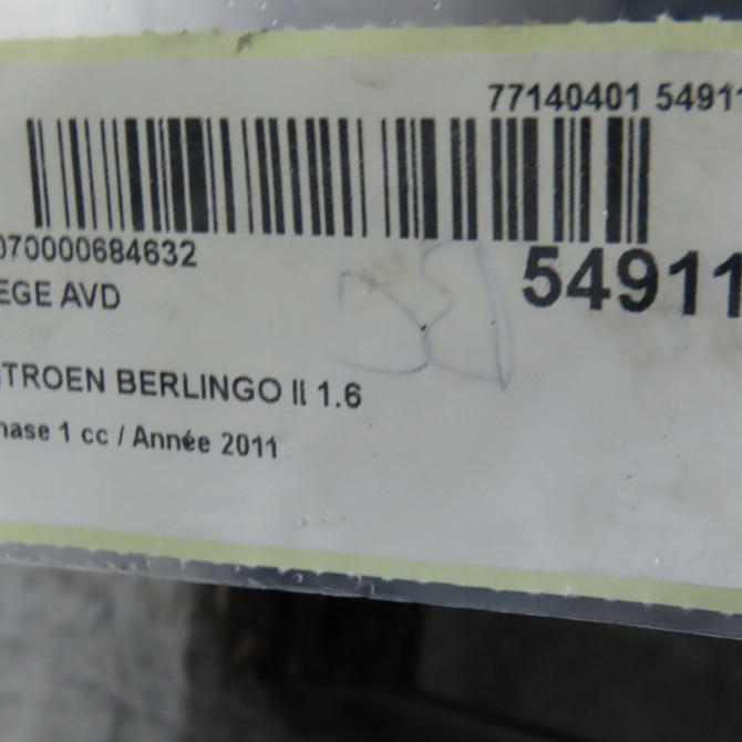 Siège avant droit occasion CITROEN BERLINGO II Phase 1 05-2008->01-2012 1.6 HDI 16v 75ch 8846AE 6