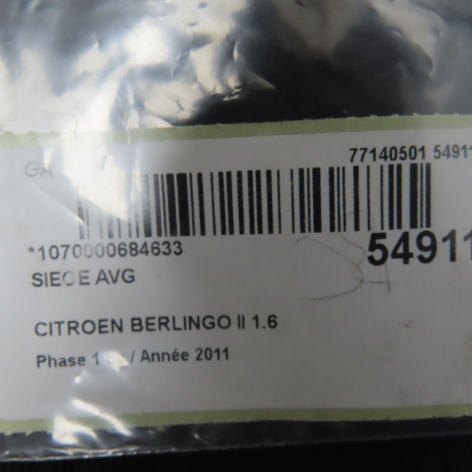 Siège avant gauche occasion CITROEN BERLINGO II Phase 1 05-2008->01-2012 1.6 HDI 16v 75ch 8846AE 5