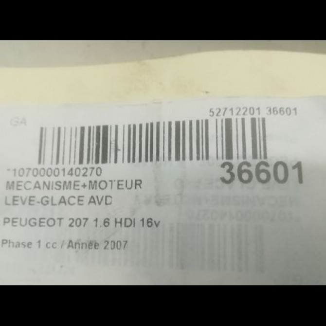 Mecanisme + moteur lève-glace avant droit occasion PEUGEOT 207 Phase 1 04-2006->06-2013 1.6 HDI 16v 110ch 9222W9 3