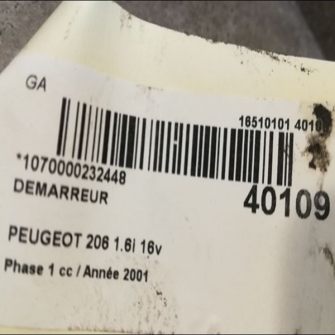 Démarreur occasion PEUGEOT 206 Phase 1 09-1998->03-2009 1.6i 16v 5802M9 4