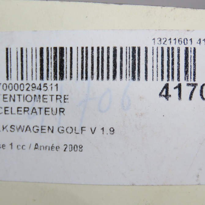 Potentiometre accelerateur occasion VOLKSWAGEN GOLF V Phase 1 11-2003->10-2008 1.9 TDI 105ch 6
