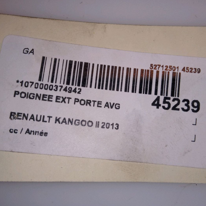 Poignee ext porte avg occasion RENAULT KANGOO II 7701478188 4