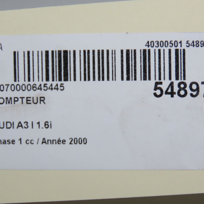 Compteur occasion AUDI A3 I Phase 1 09-1996->10-2000 1.6i 8L0920931F 7