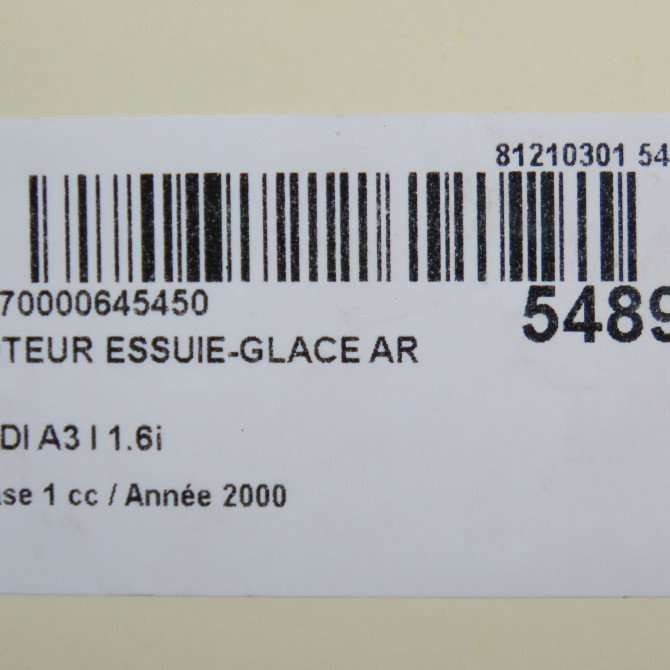 Moteur essuie-glace arrière occasion AUDI A3 I Phase 1 09-1996->10-2000 1.6i 8L0955711B 6