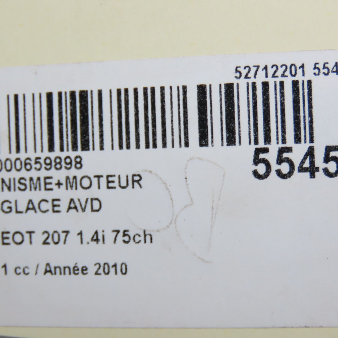 Mecanisme + moteur lève-glace avant droit occasion PEUGEOT 207 Phase 1 04-2006->06-2013 1.4i 75ch 9222W9 6