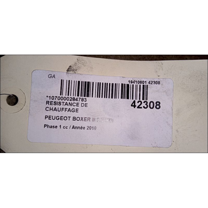 Resistance de chauffage occasion PEUGEOT BOXER III Phase 1 06-2006->... 2.2 HDI 100ch 6450XR 2