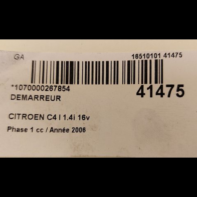 Démarreur occasion CITROEN C4 I Phase 1 11-2004->07-2008 1.4i 16v 5802M9 4