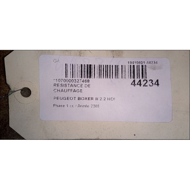 Resistance de chauffage occasion PEUGEOT BOXER III Phase 1 06-2006->... 2.2 HDI 100ch 6450XR 3