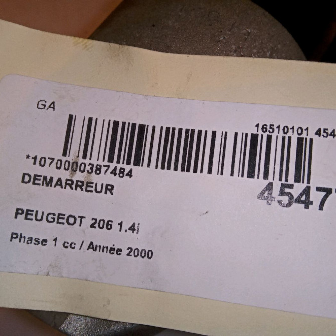Démarreur occasion PEUGEOT 206 Phase 1 09-1998->03-2009 1.4i 5802M9 6