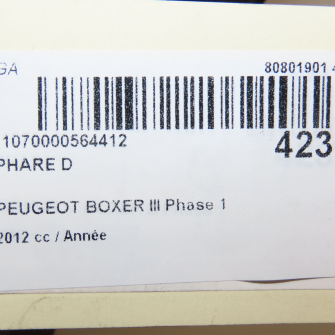 Phare droit occasion PEUGEOT BOXER III Phase 1 06-2006->... 1606926880 4