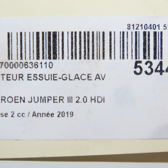 Moteur essuie-glace avant occasion CITROEN JUMPER III Phase 2 06-2014->... 2.0 HDI 130ch 6405PP 6