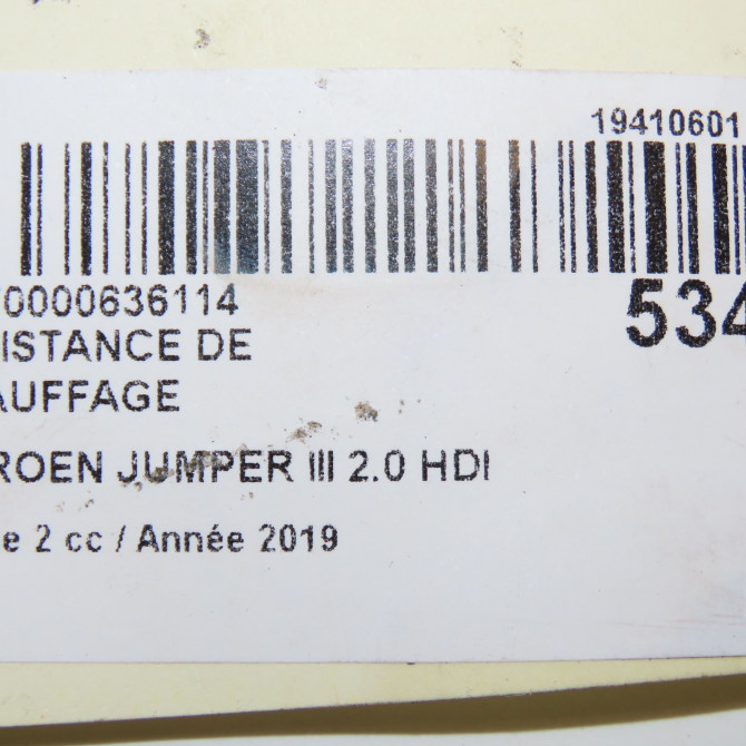 Resistance de chauffage occasion CITROEN JUMPER III Phase 2 06-2014->... 2.0 HDI 130ch 6450XR 5