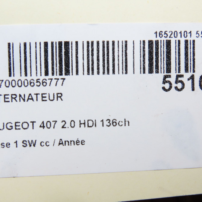 Alternateur occasion PEUGEOT 407 phase 1 SW 07-2004->07-2008 2.0 HDI 136ch 5705AX 8
