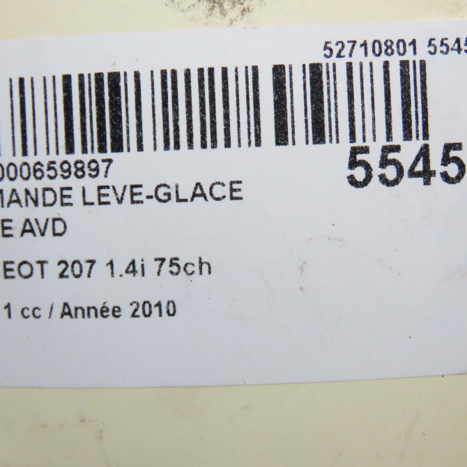 Commande lève-glace porte avant droite occasion PEUGEOT 207 Phase 1 04-2006->06-2013 1.4i 75ch 6554QK 5
