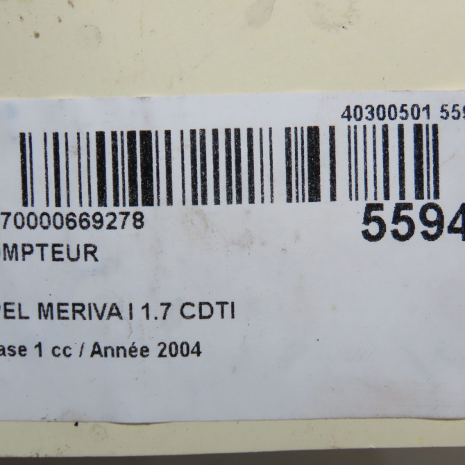 Compteur occasion OPEL MERIVA I Phase 1 04-2003->12-2005 1.7 CDTI 93179376 5