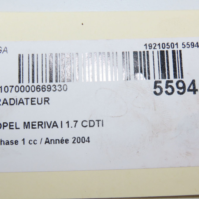 Radiateur occasion OPEL MERIVA I Phase 1 04-2003->12-2005 1.7 CDTI 13148295 4