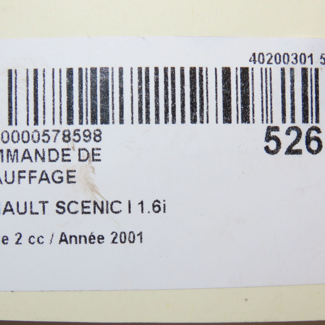 Commande de chauffage occasion RENAULT SCENIC I Phase 2 08-1999->06-2003 1.6i 107ch 7701048378 5