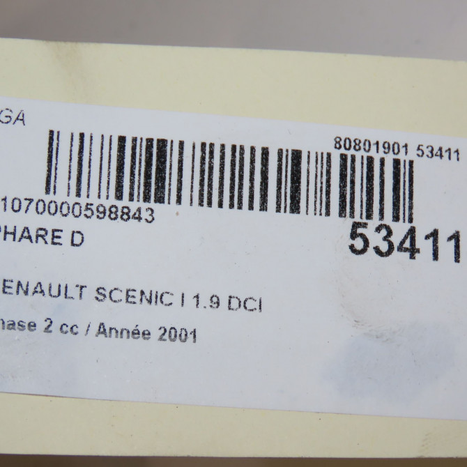 Phare droit occasion RENAULT SCENIC I Phase 2 08-1999->06-2003 1.9 DCI 100ch 260102746R 5