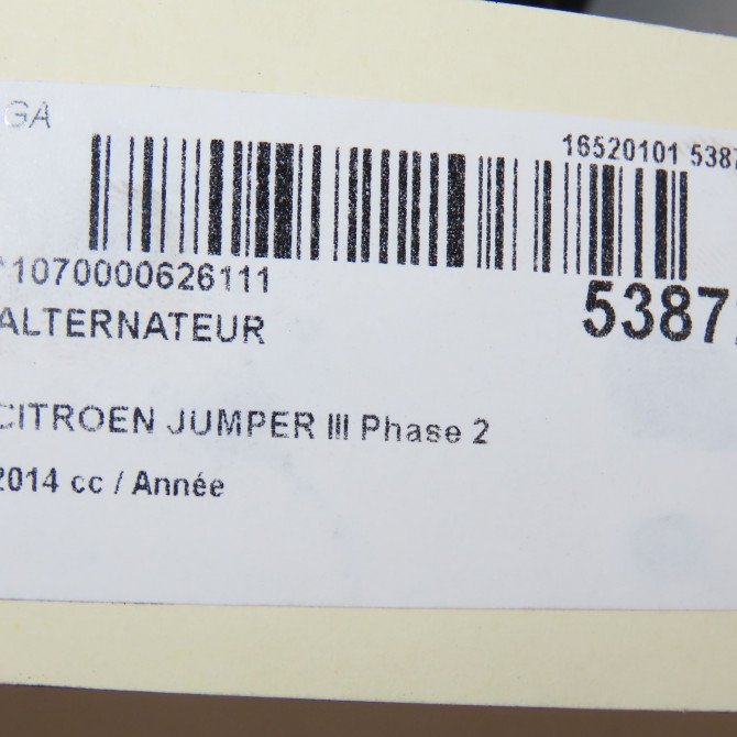 Alternateur occasion CITROEN JUMPER III Phase 2 06-2014->... 1609842580 8