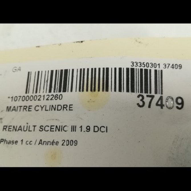 Maitre cylindre occasion RENAULT SCENIC III Phase 1 04-2009->11-2011 1.9 DCI 130ch 460115826R 3
