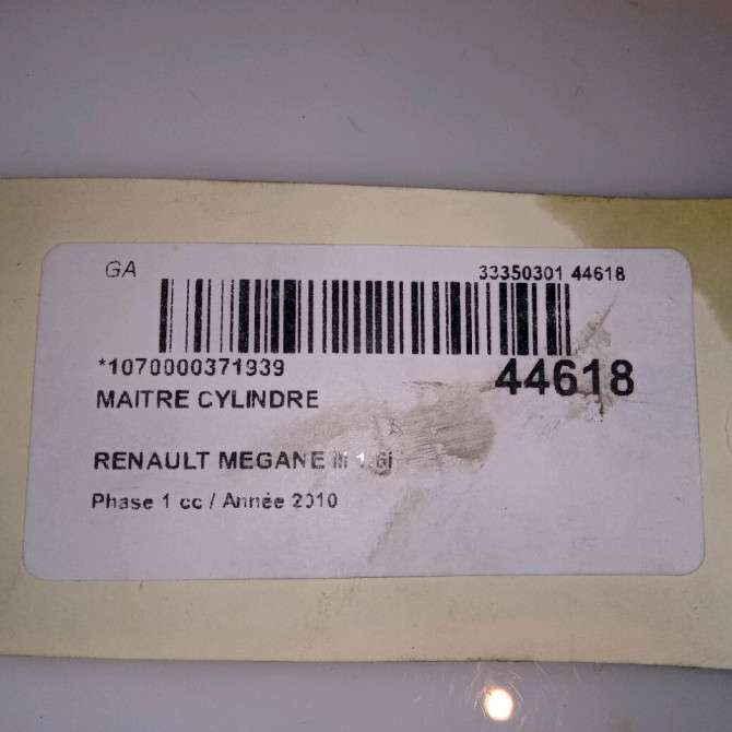 Maitre cylindre occasion RENAULT MEGANE III Phase 1 11-2008->01-2012 1.6i 16v 110ch 460115826R 4