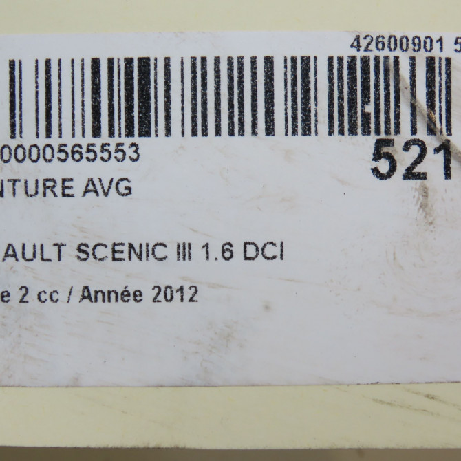 Ceinture avant gauche occasion RENAULT SCENIC III Phase 2 12-2011->03-2013 1.6 DCI 130ch 868850012R 7