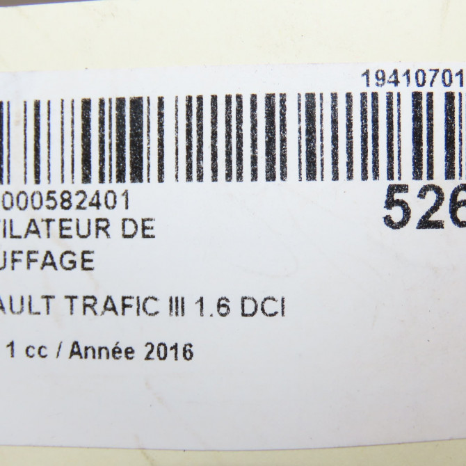 Ventilateur de chauffage occasion RENAULT TRAFIC III Phase 1 06-2014->... 1.6 DCI 145ch 272109961R 6