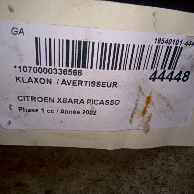 Klaxon  / avertisseur occasion CITROEN XSARA PICASSO Phase 1 12-1999->02-2004 2.0 HDi 90ch 3