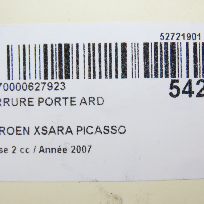 Serrure porte ard occasion CITROEN XSARA PICASSO Phase 2 02-2004->12-2010 1.6 HDI 92 ch 913894 5