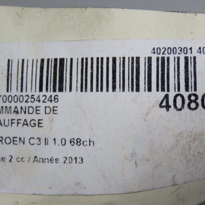 Commande de chauffage occasion CITROEN C3 II Phase 2 03-2013->12-2016 1.0 68ch 9675400280 7