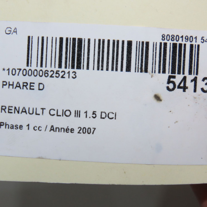 Phare droit occasion RENAULT CLIO III Phase 1 09-2005->03-2009 1.5 DCI 85ch 260100203R 6