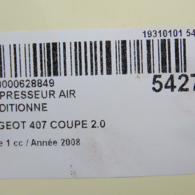 Compresseur air conditionne occasion PEUGEOT 407 COUPE Phase 1 10-2005->12-2011 2.0 HDI 136ch 9800840380 8