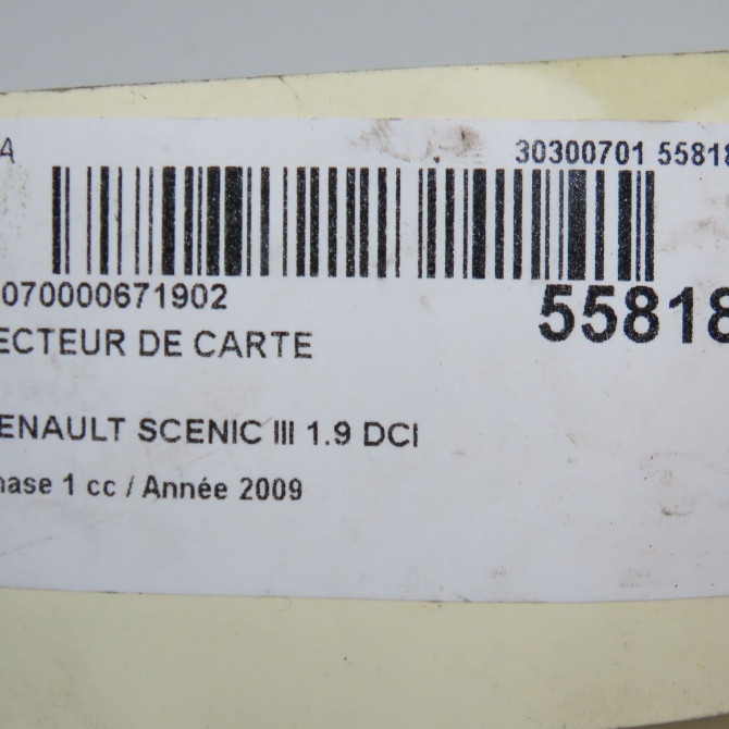 Lecteur de carte occasion RENAULT SCENIC III Phase 1 04-2009->11-2011 1.9 DCI 130ch 285909828R 7