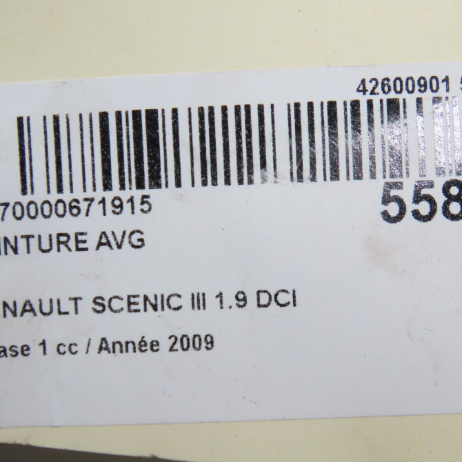 Ceinture avant gauche occasion RENAULT SCENIC III Phase 1 04-2009->11-2011 1.9 DCI 130ch 868850012R 8