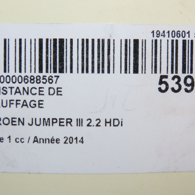 Resistance de chauffage occasion CITROEN JUMPER III Phase 1 06-2006->... 2.2 HDi 130ch 6450XR 4