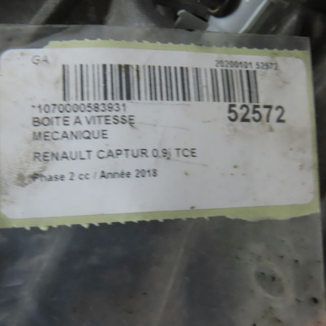 Boîte à vitesse mecanique occasion RENAULT CAPTUR Phase 1 04-1995->04-1999 0.9i TCE 90ch 320109079R 7