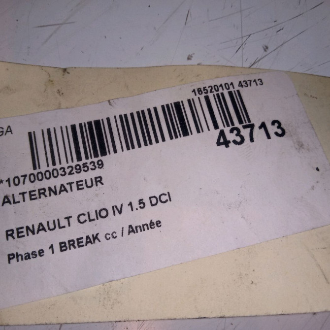 Alternateur occasion RENAULT CLIO IV Phase 1 04-1995->04-1999 1.5 DCI 90ch 231008918R 5