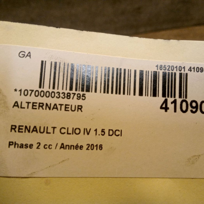 Alternateur occasion RENAULT CLIO IV Phase 2 08-2016->... 1.5 DCI 75ch 231008918R 5