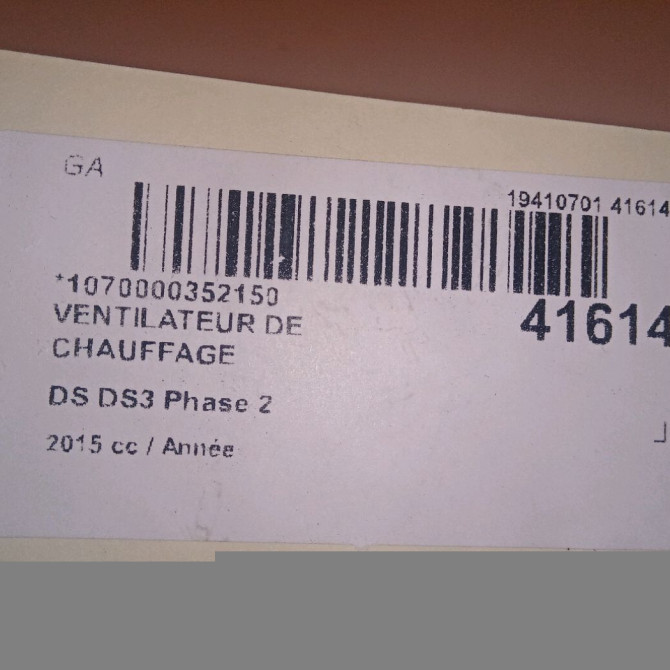 Ventilateur de chauffage occasion DS DS3 Phase 2 06-2014->... 6441CS 5