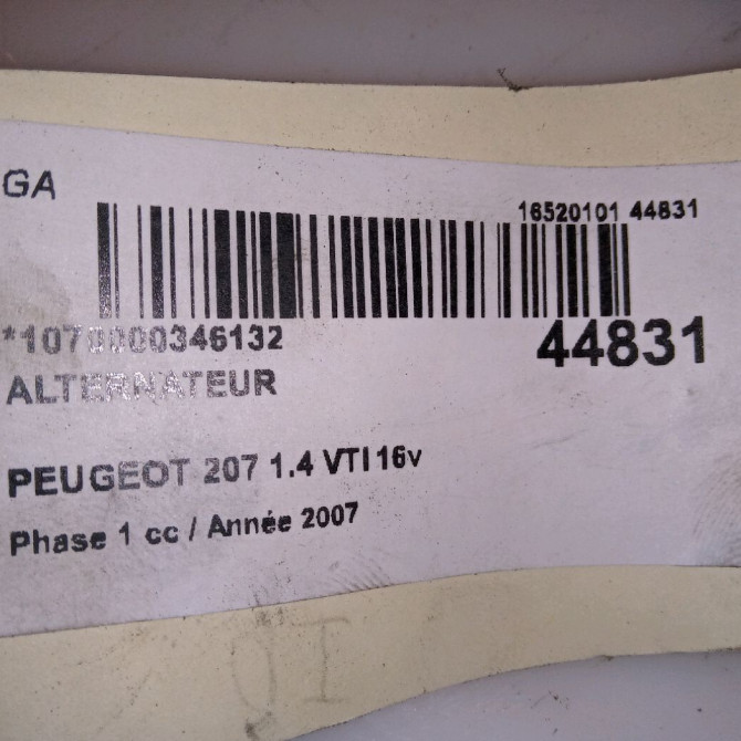 Alternateur occasion PEUGEOT 207 Phase 1 04-2006->06-2013 1.4 VTI 16v 95ch 9819187680 4