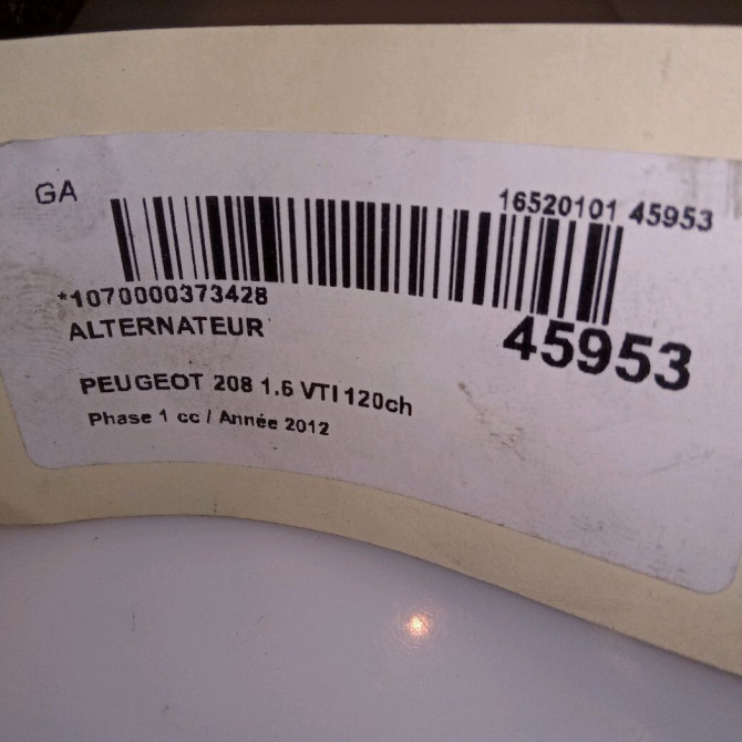 Alternateur occasion PEUGEOT 208 208 Phase 1 2012-03-01->2015-09-30 1.6 VTI 120ch 9819187680 7